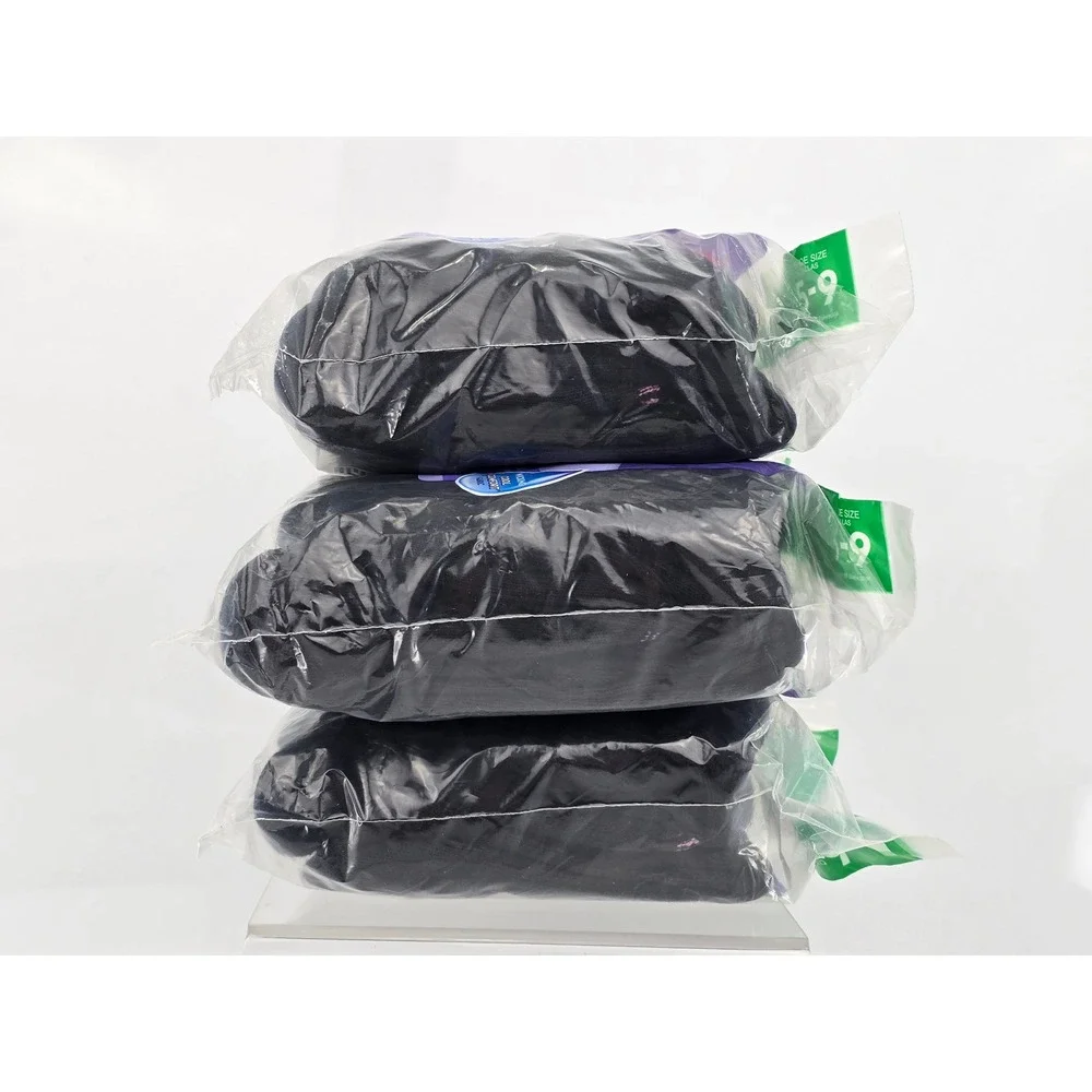 Hanes Ankle Socks Womens 5-9 Black Cushioned 6 Pair Packs -New